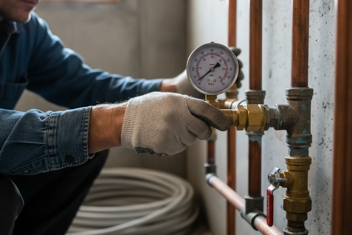 Pressure testing a repaired line during Water Line Repair in Cadiz